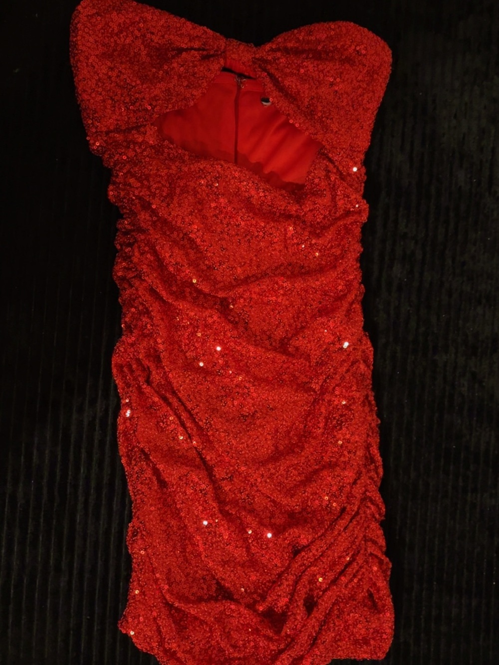 Forever 21 Red Sequined Strapless Bandeau Dress